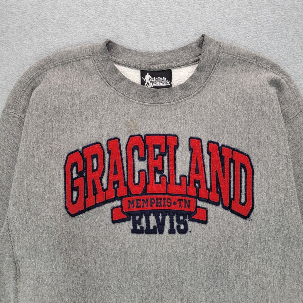 Graceland Elvis Presley Sweatshirt Mens Small Grey Embroidered Memphis TN 7374 - Picture 2 of 14